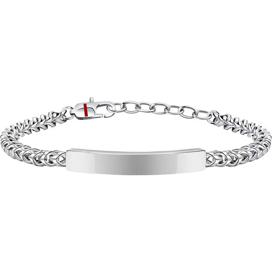 Bracciale Uomo Sector Basic Acciaio Catena Spiga Quadrata Con Piastrina Centrale