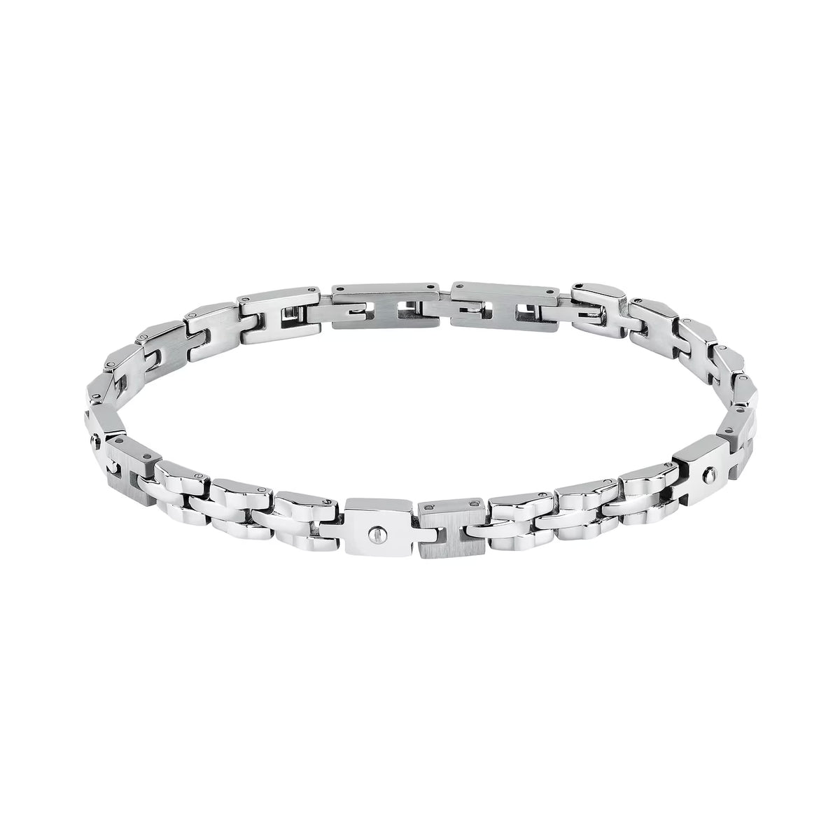 Bracciale Uomo Sector Basic Acciaio Maglia Modulare Con Elementi Satinati/Lucidi e Viti