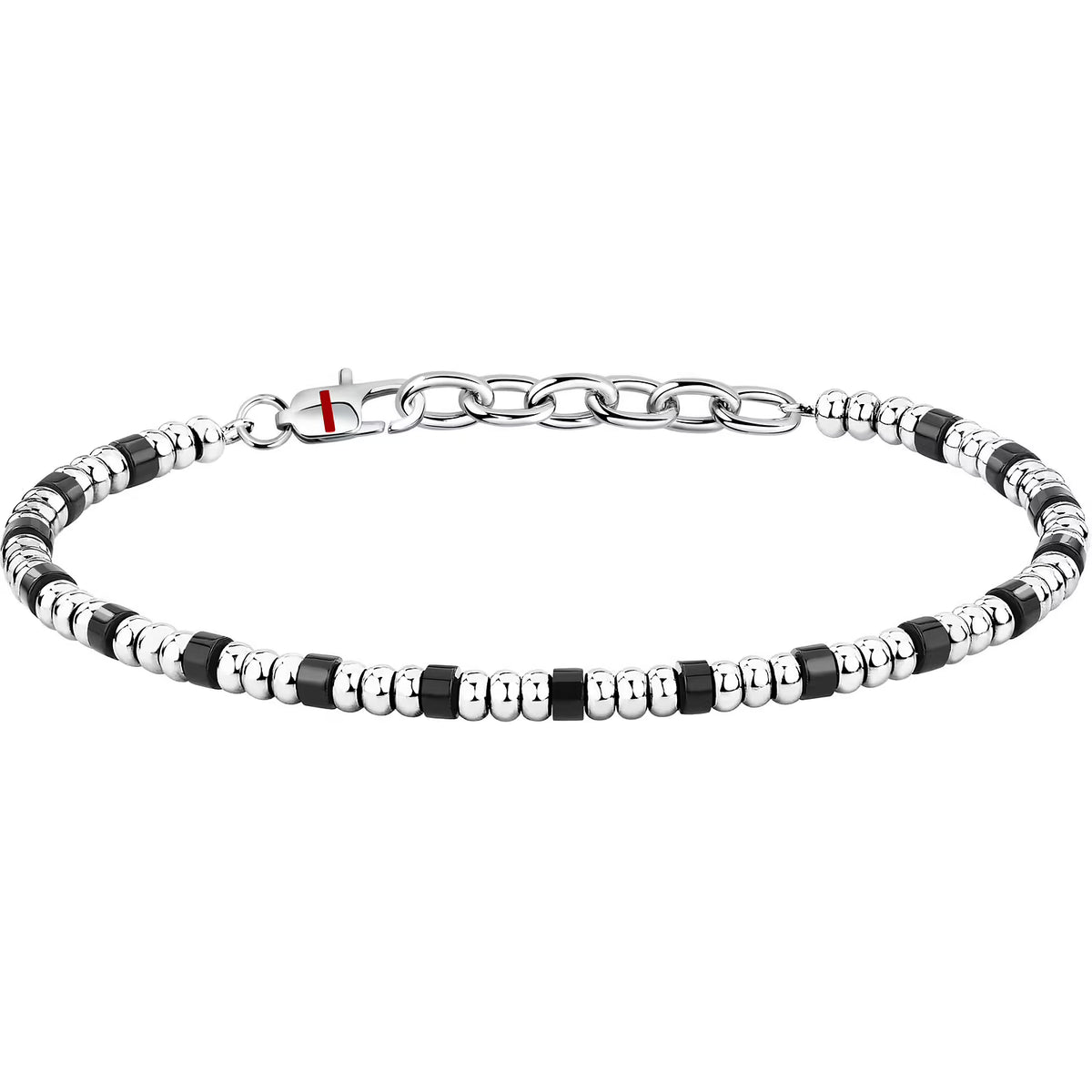 Bracciale Uomo Sector Basic Acciaio Sfere Discoidali Agata Nera/Acciaio