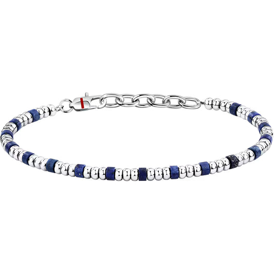 Bracciale Uomo Sector Basic Acciaio Con Sfere Discoidali Pietra Blu/Acciaio