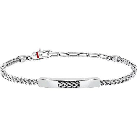Bracciale Uomo Sector Basic Acciaio Maglia Spiga Intrecciata Con Piastrina Centrale