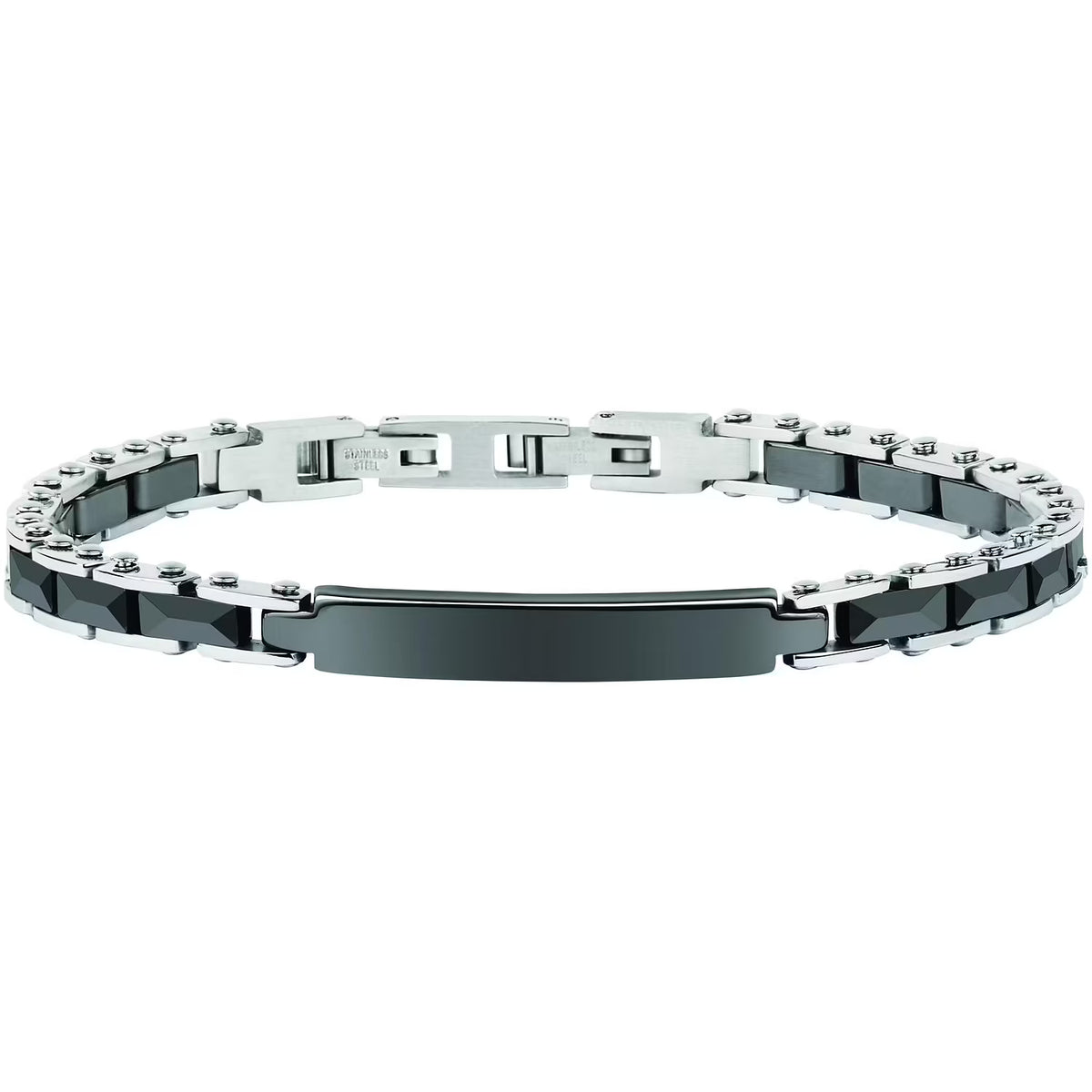 Bracciale Uomo Sector Ceramic Acciaio Con Inserti Ceramica Nera