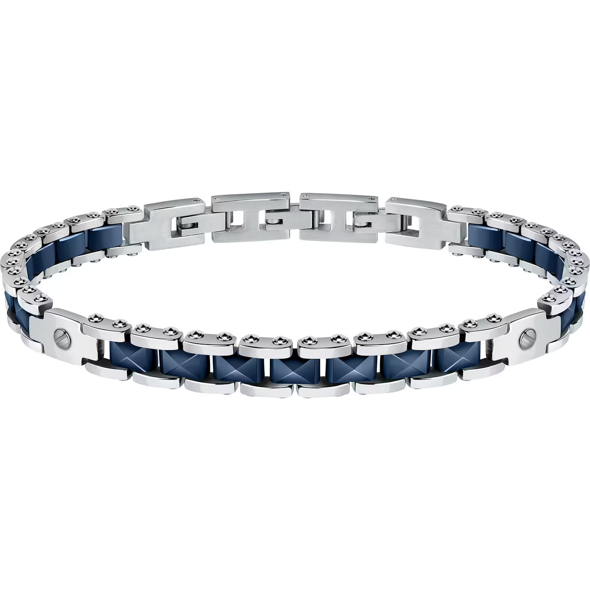 Bracciale Uomo Sector Ceramic Acciaio/Ceramica Blu Con 2 Piastrine Laterali con Viti