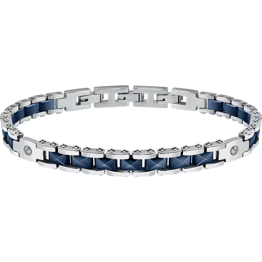 Bracciale Uomo Sector Ceramic Acciaio/Ceramica Blu Con 2 Piastrine Laterali con Viti