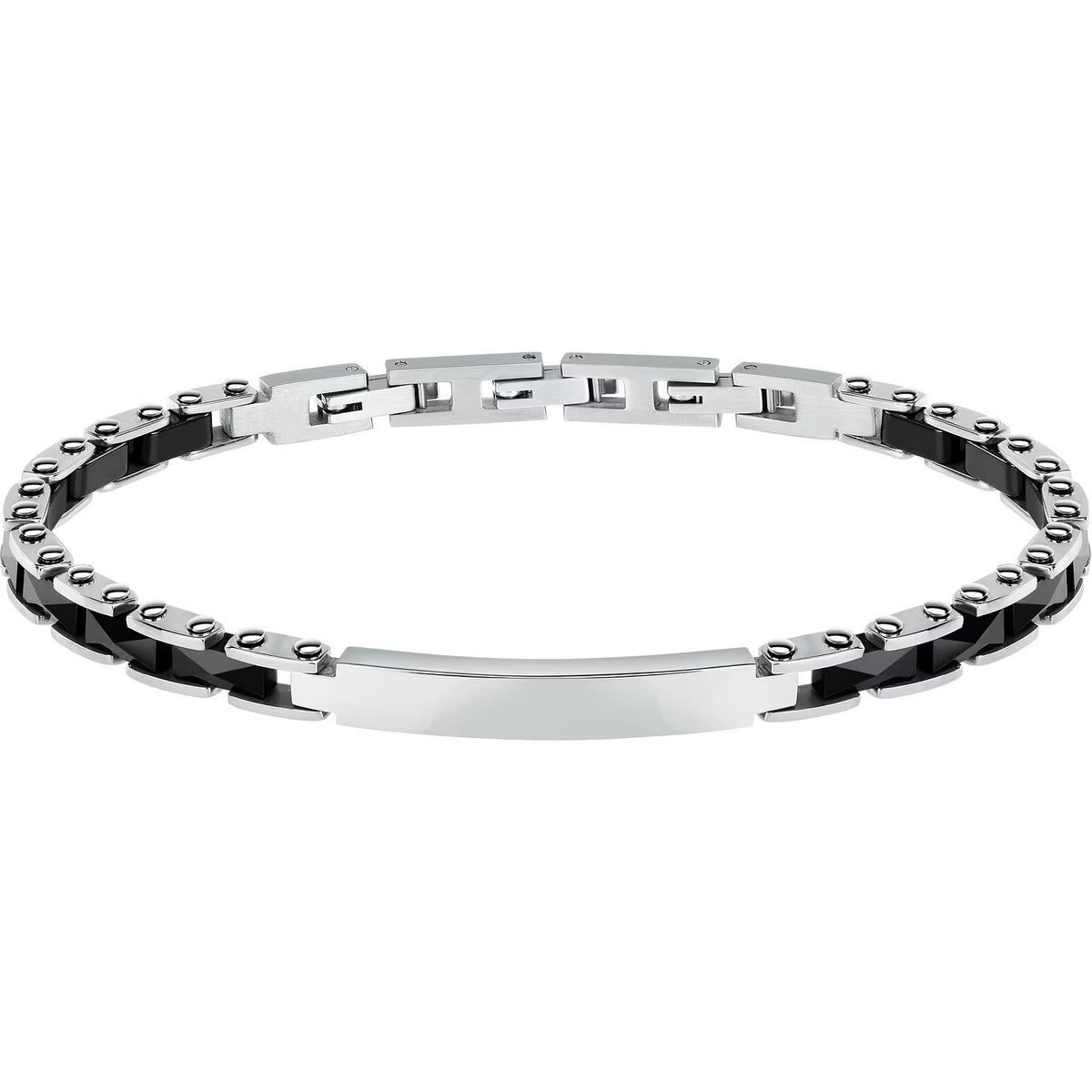 Bracciale Uomo Sector Ceramic Acciaio/Ceramica Nera e Piastrina Centrale