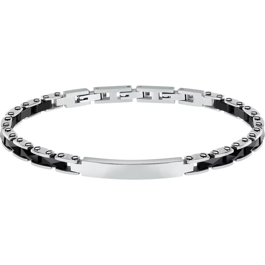 Bracciale Uomo Sector Ceramic Acciaio/Ceramica Nera e Piastrina Centrale