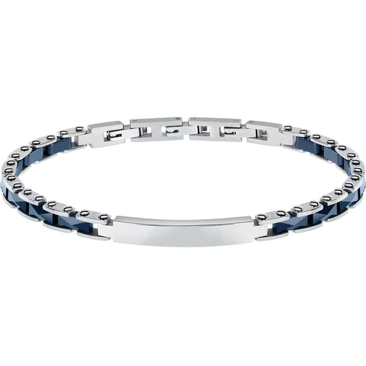 Bracciale Uomo Sector Ceramic Acciaio/Ceramica Blu Piastrina Centrale