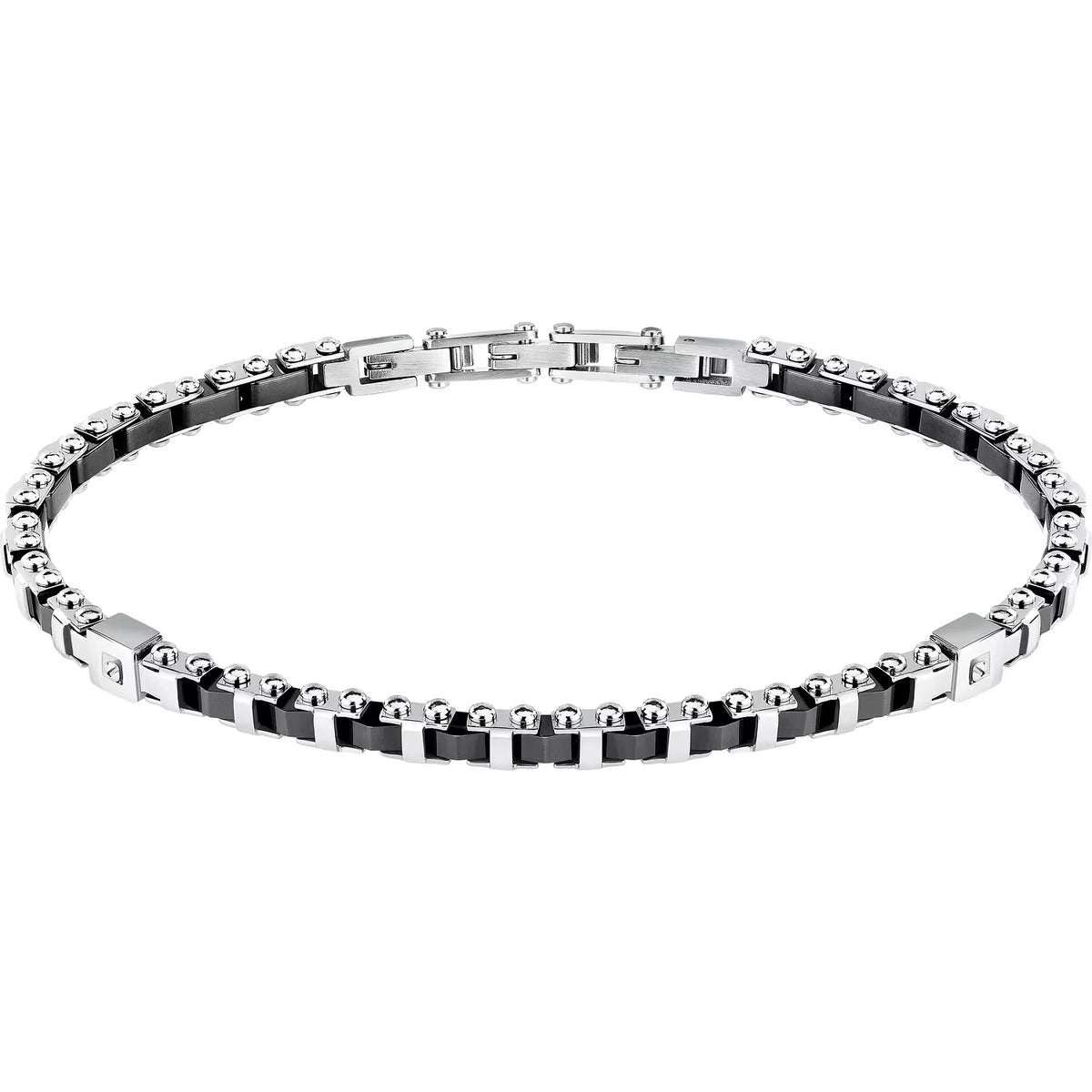 Bracciale Uomo Sector Ceramic Acciaio Maglia Modulare Elementi Ceramica Nera