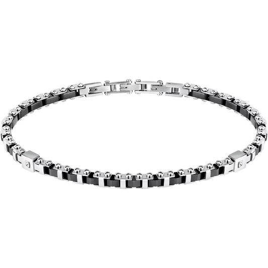Bracciale Uomo Sector Ceramic Acciaio Maglia Modulare Elementi Ceramica Nera