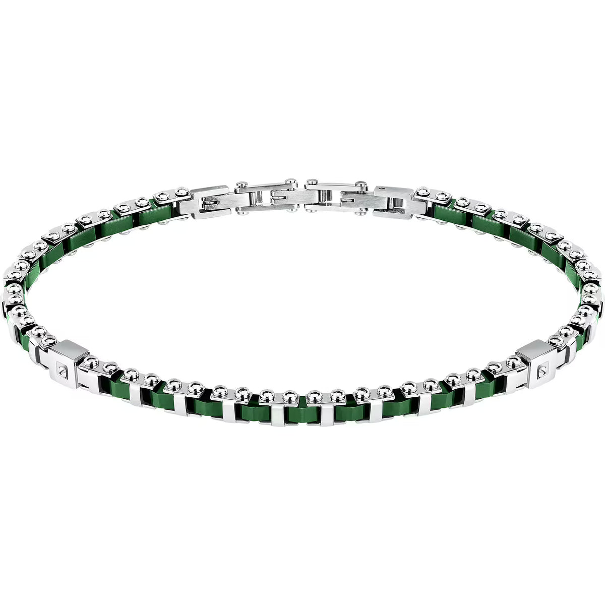 Bracciale Uomo Sector Ceramic Acciaio Maglia Modulare Elementi Ceramica Verde