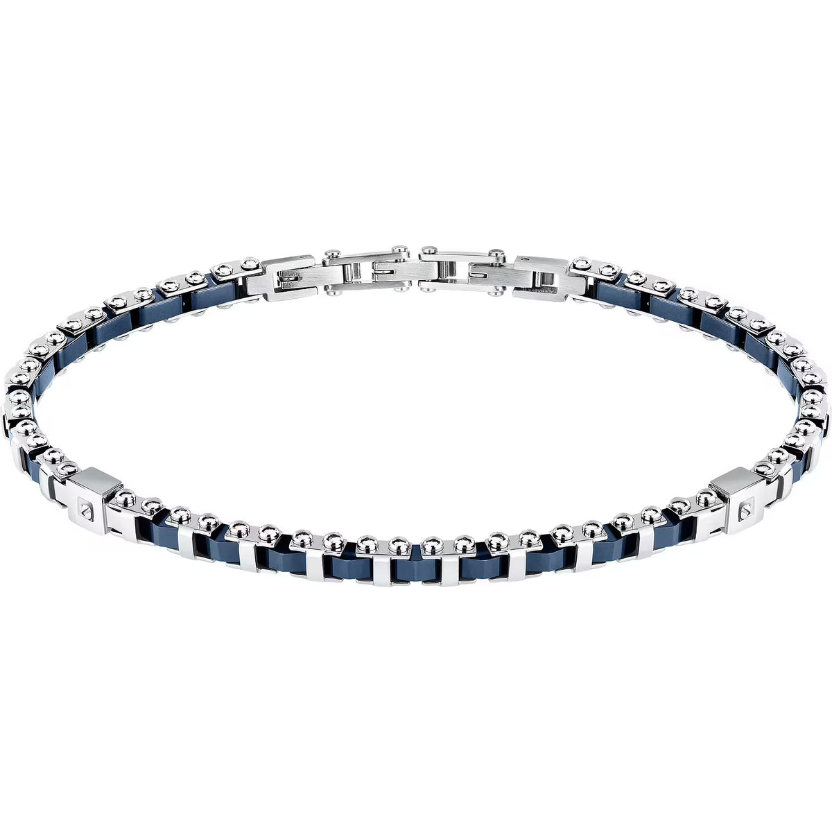 Bracciale Uomo Sector Ceramic Acciaio Maglia Modulare Elementi Ceramica Blu