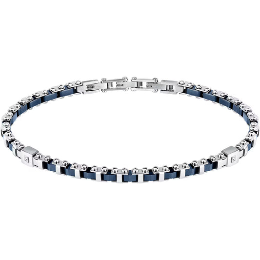 Bracciale Uomo Sector Ceramic Acciaio Maglia Modulare Elementi Ceramica Blu