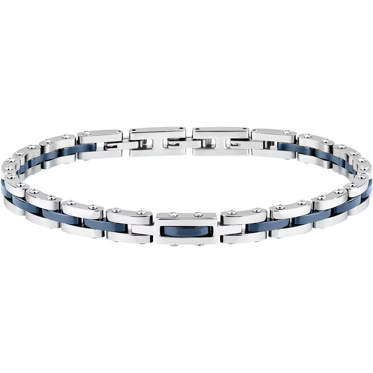 Bracciale Uomo Sector Ceramic Acciaio/Ceramica Blu Maglia Modulare Inserto Centrale