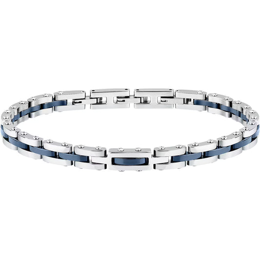 Bracciale Uomo Sector Ceramic Acciaio/Ceramica Blu Maglia Modulare Inserto Centrale