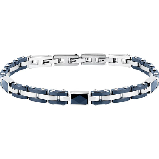 Bracciale Uomo Sector Ceramic Acciaio Ceramica Blu 3 Elementi Rettangolari Sfaccettati