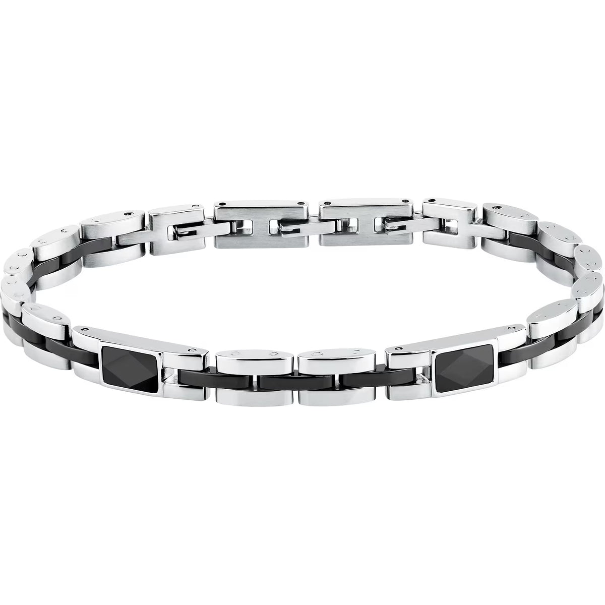 Bracciale Uomo Sector Ceramic Acciaio Ceramica Nera Con Elementi Rettangolari Sfaccettati