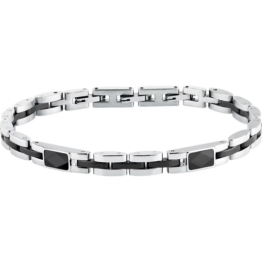 Bracciale Uomo Sector Ceramic Acciaio Ceramica Nera Con Elementi Rettangolari Sfaccettati