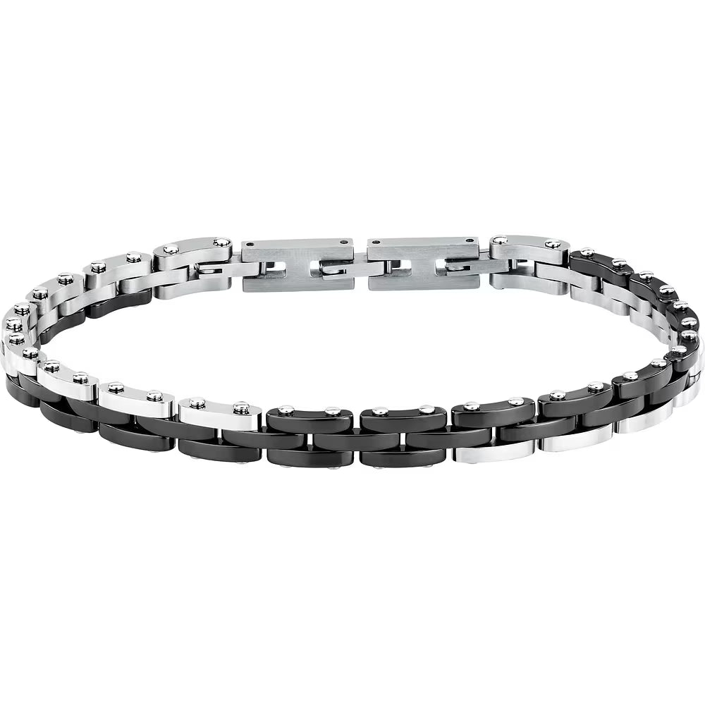 Bracciale Uomo Sector Ceramic Maglie Acciaio e Ceramica Nera
