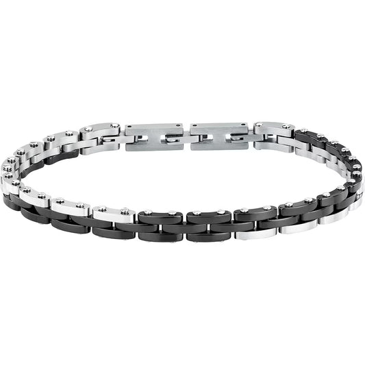 Bracciale Uomo Sector Ceramic Maglie Acciaio e Ceramica Nera