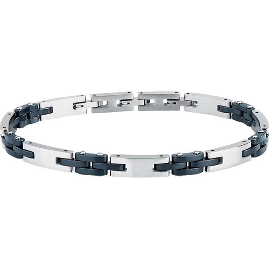 Bracciale Uomo Sector Ceramic Maglie Rettangolari Acciaio ed Elementi in Ceramica Blu