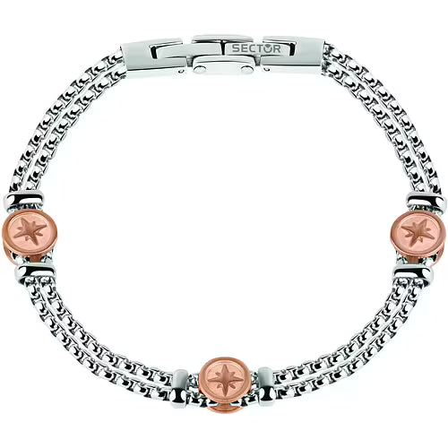 Bracciale Uomo Sector Marine Acciaio Con Inserti Tondi Rosa Dei Venti Pvd Oro Rosa