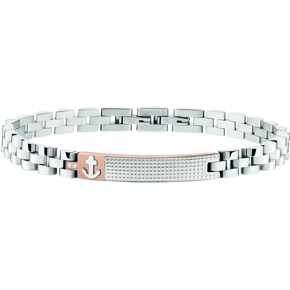 Bracciale Uomo Sector Marine Acciaio Inserto Centrale Pvd Oro Rosa/Acciaio E Ancora