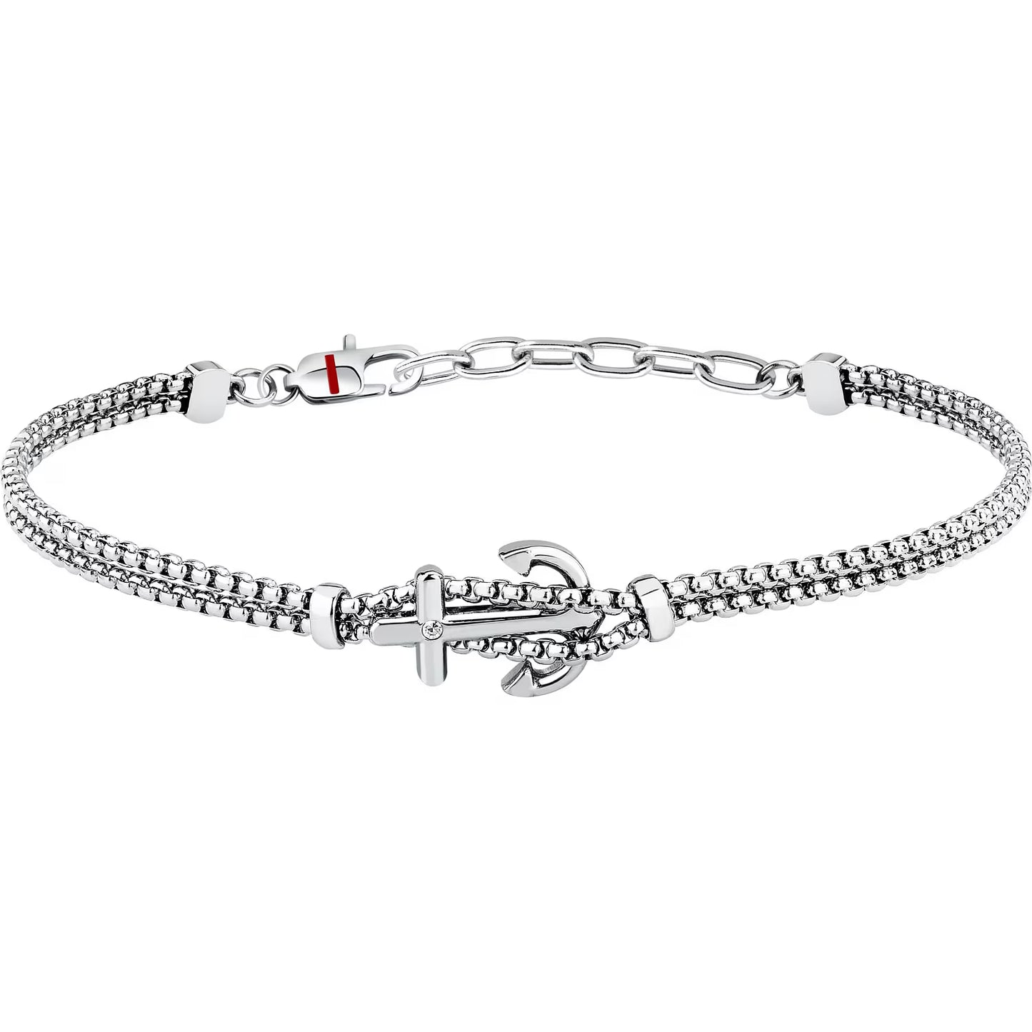 Bracciale Uomo a 2 Fili Sector Marine Acciaio Centrale Ancora con Cristallo