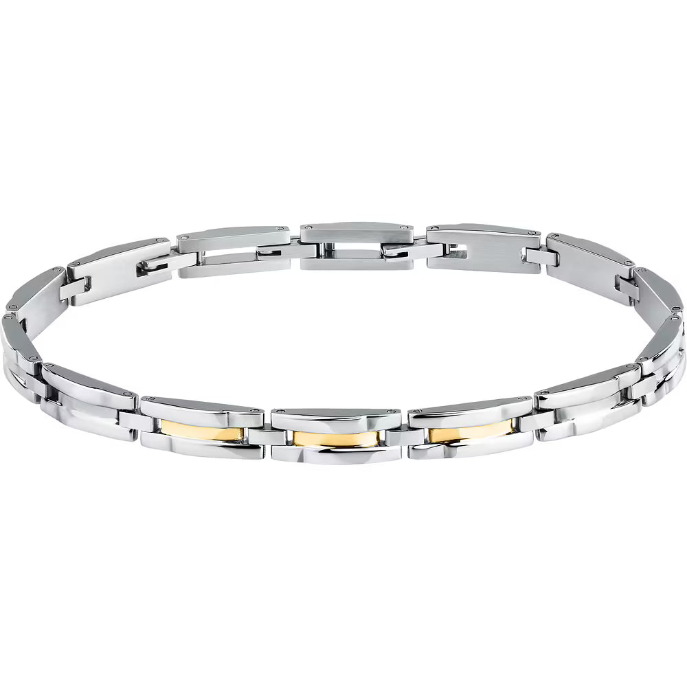 Bracciale Uomo Sector Premium Acciaio Maglia Modulare Con Elementi Centrali Pvd Oro