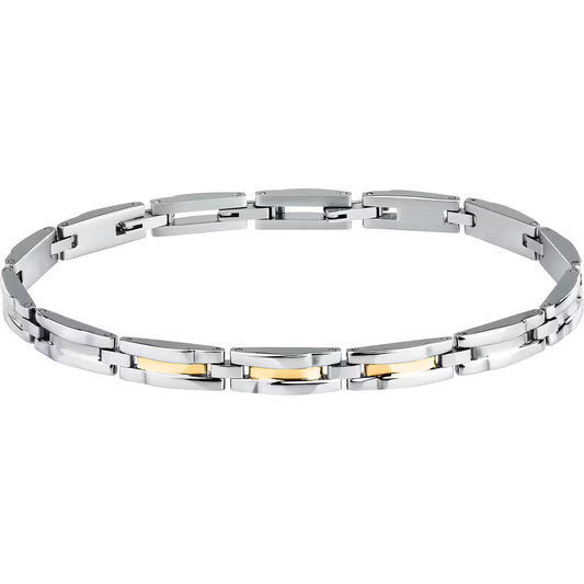 Bracciale Uomo Sector Premium Acciaio Maglia Modulare Con Elementi Centrali Pvd Oro