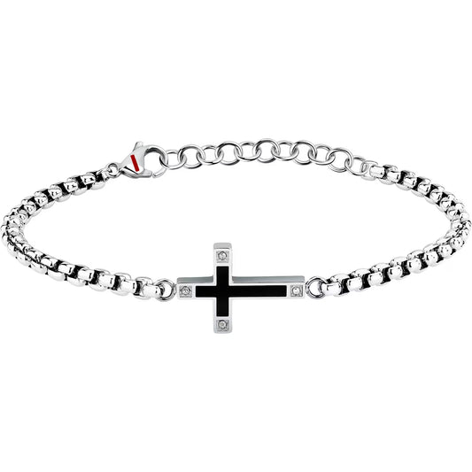 Bracciale Uomo Sector Spirit Acciaio Centrale Croce e Cristalli