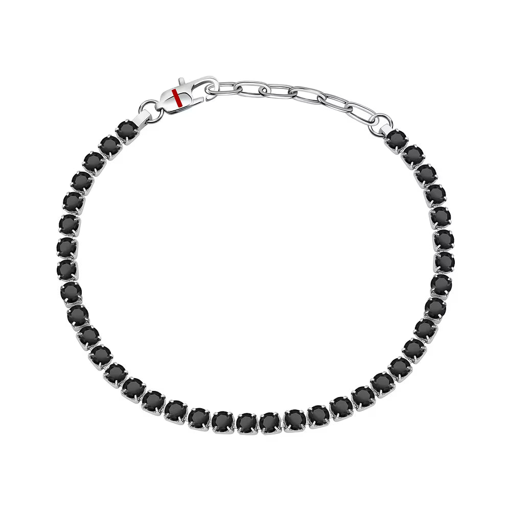 Bracciale Uomo Tennis Sector Acciaio Cristalli Neri