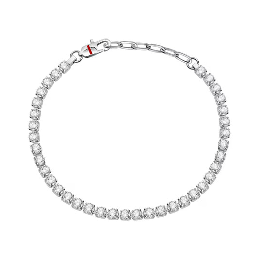 Bracciale Uomo Tennis Sector Acciaio Cristalli Bianchi