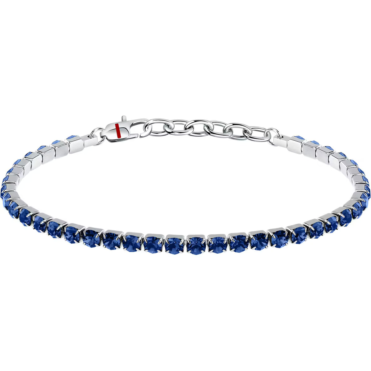 Bracciale Uomo Sector Tennis Acciaio Con Cristalli Blu