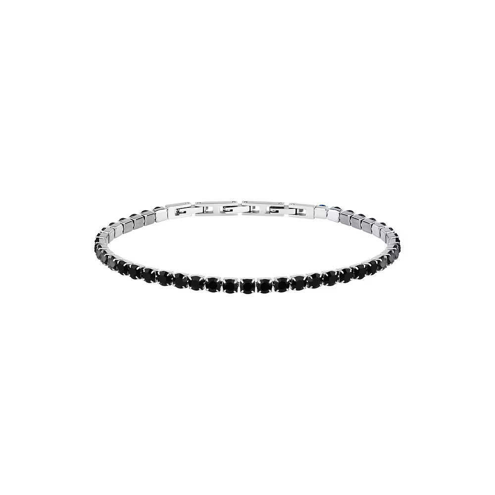 Bracciale Uomo Tennis Sector Acciaio Cristalli Neri