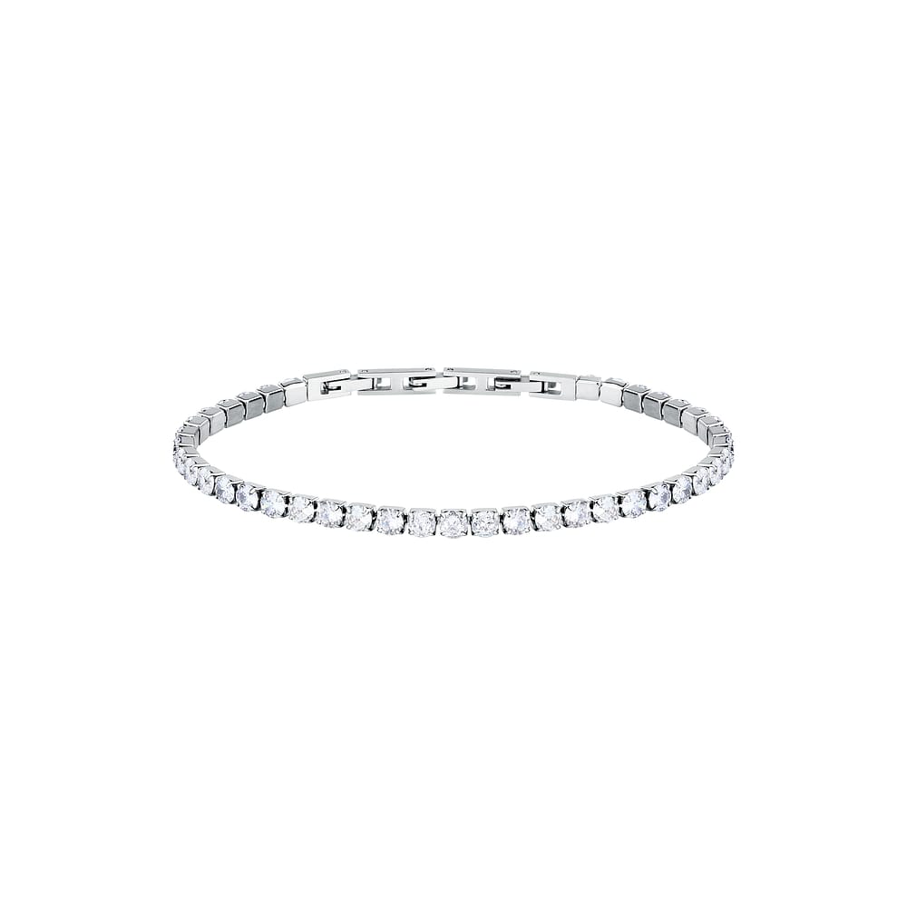 Bracciale Uomo Tennis Sector Acciaio Cristalli Bianchi