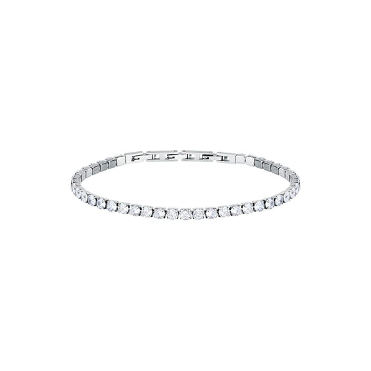 Bracciale Uomo Tennis Sector Acciaio Cristalli Bianchi