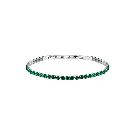 Bracciale Uomo Tennis Sector Acciaio Cristalli Verdi