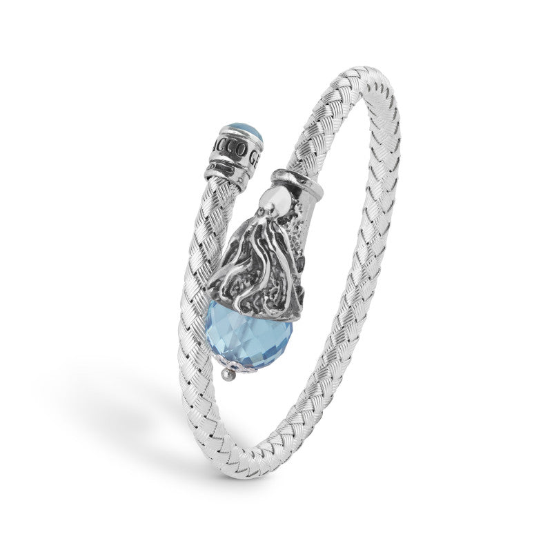 Bracciale Rigido Contrarié Gerardo Sacco Stagioni in Argento Estate Cubic Zirconia Azzurro