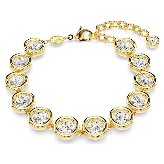 Bracciale Tennis Swarovski Imber Taglio Round, Bianco, Placcato color oro