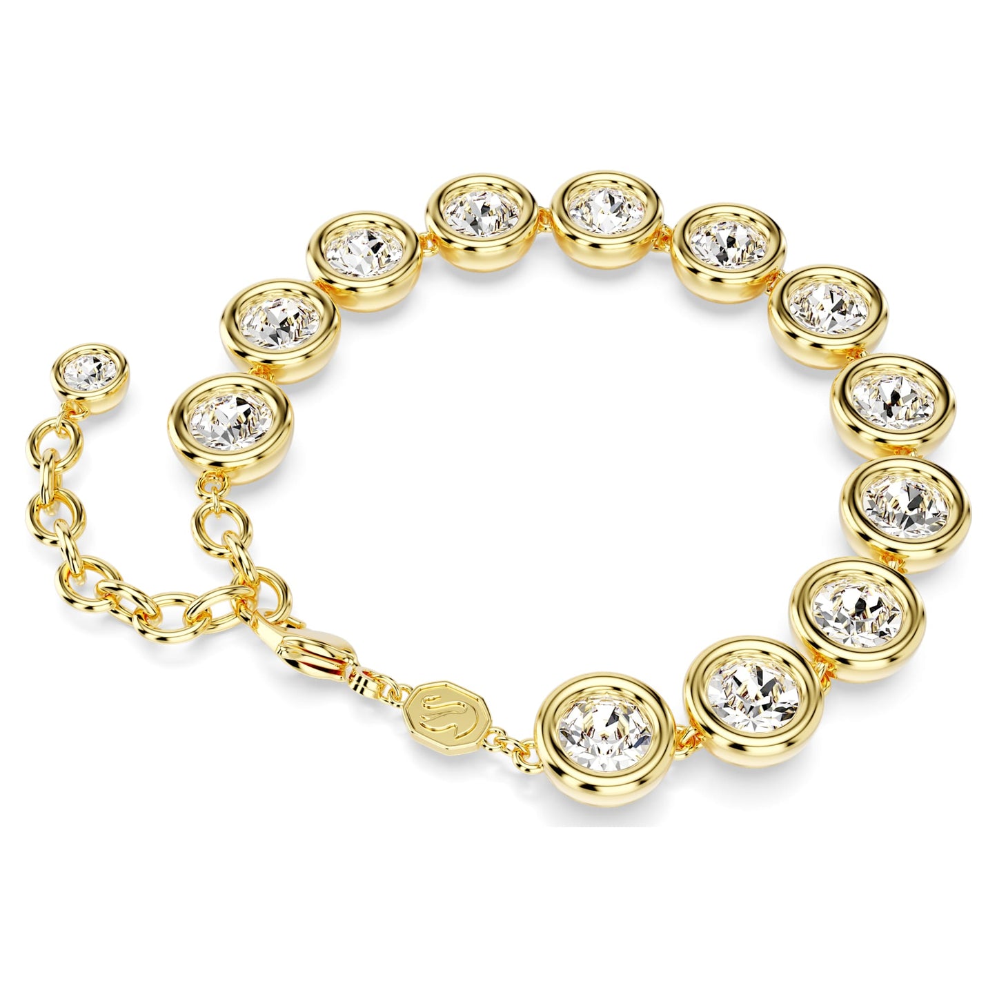 Bracciale Tennis Swarovski Imber Taglio Round, Bianco, Placcato color oro