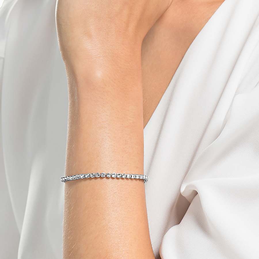 Bracciale Swarovski Imber Tennis Emily Taglio Round, Bianco, Placcato rodio