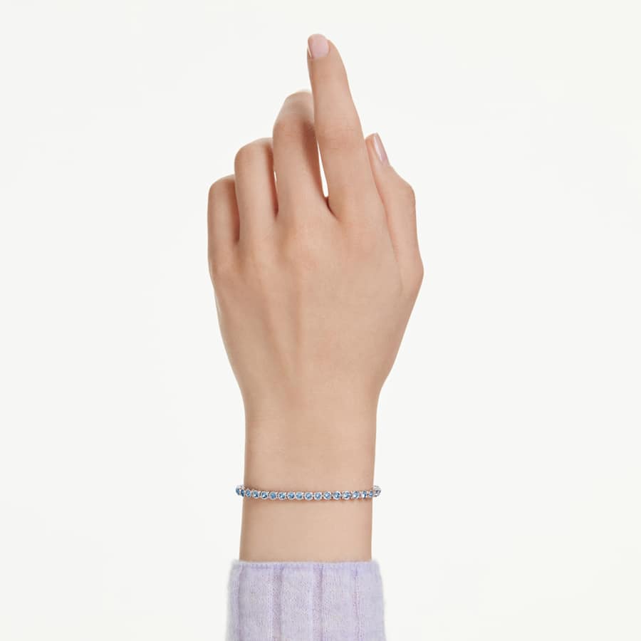 Bracciale Swarovski Tennis Imber Emily Taglio Round, Blu, Placcato rodio