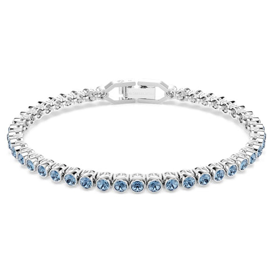 Bracciale Swarovski Tennis Imber Emily Taglio Round, Blu, Placcato rodio