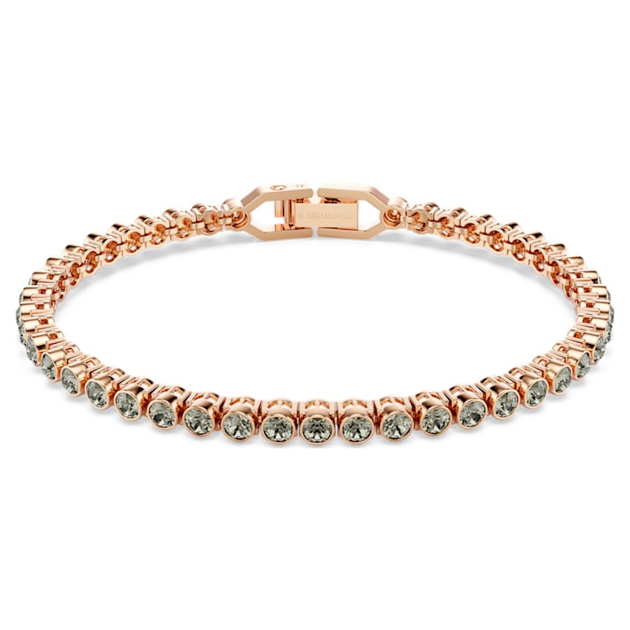 Bracciale Swarovski Tennis Imber Emily Taglio Round, Nero, Placcato color oro rosa