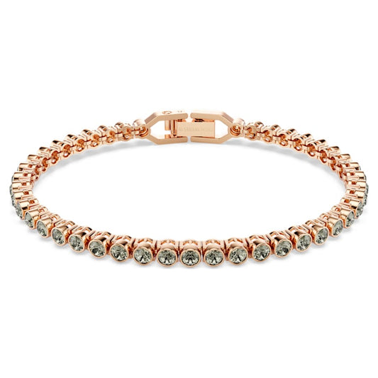 Bracciale Swarovski Tennis Imber Emily Taglio Round, Nero, Placcato color oro rosa