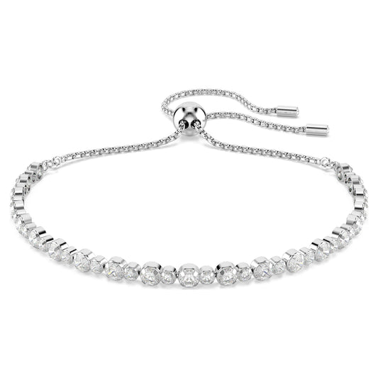 Bracciale Tennis Swarovski Matrix Tagli arrotondati misti, Bianco, Placcato rodio