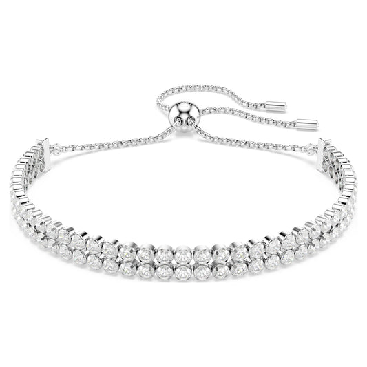 Bracciale Tennis Swarovski Matrix Taglio Round, Bianco, Placcato rodio