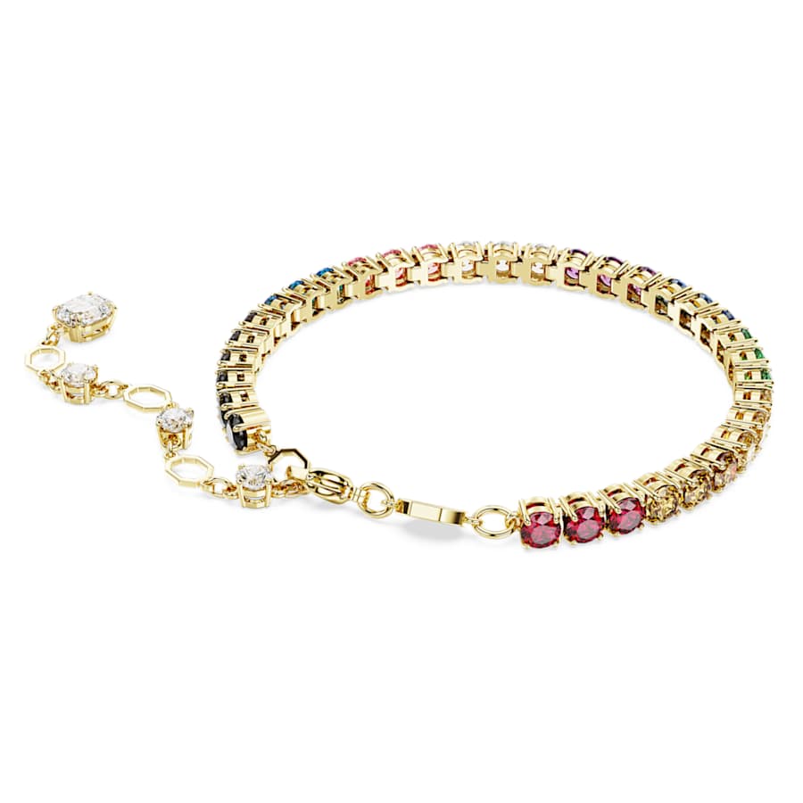 Bracciale Swarovski Tennis Matrix Taglio Round, Multicolore, Placcato color oro