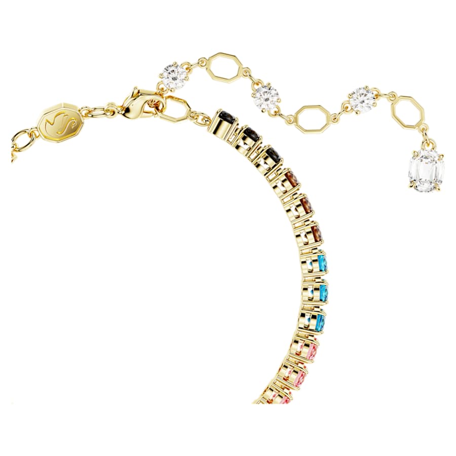Bracciale Swarovski Tennis Matrix Taglio Round, Multicolore, Placcato color oro