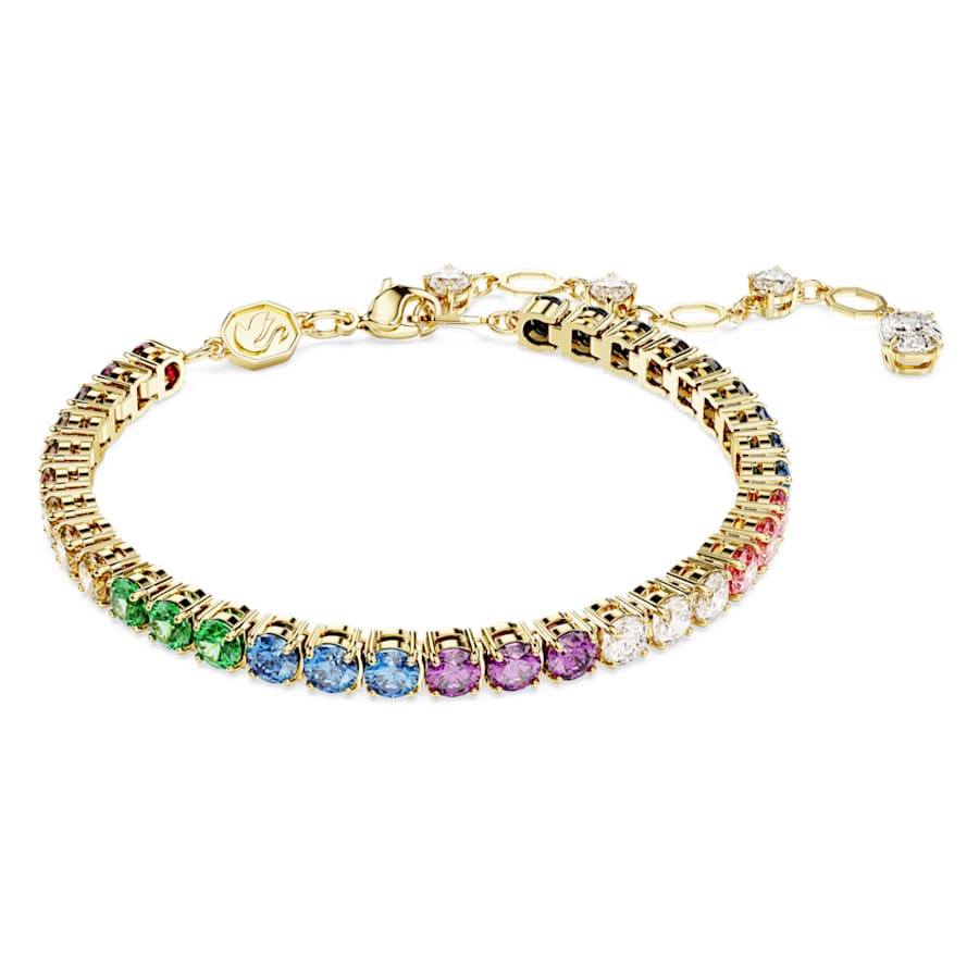 Bracciale Swarovski Tennis Matrix Taglio Round, Multicolore, Placcato color oro